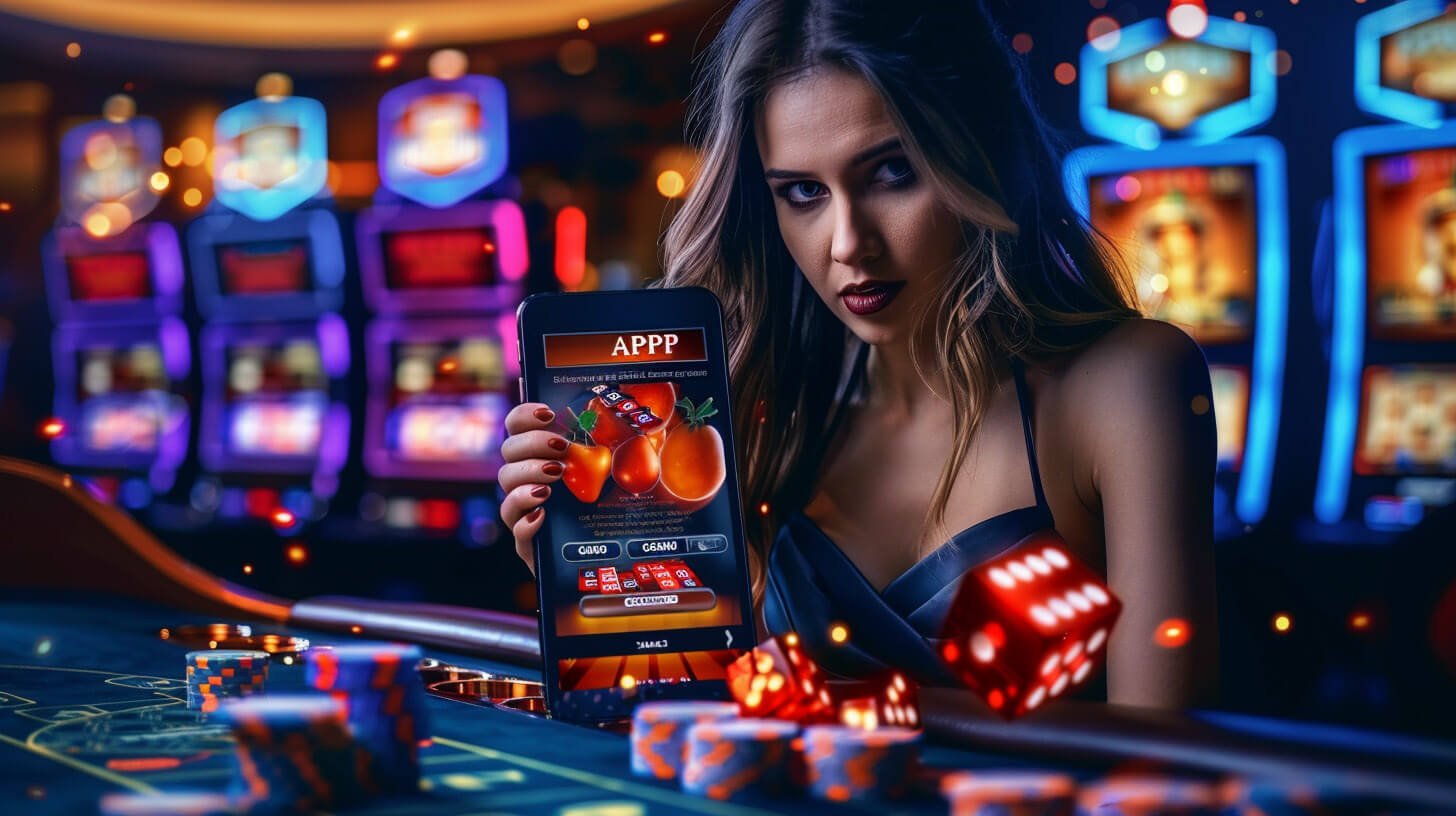 Layar permainan slot online berwarna-warni di perangkat mobile